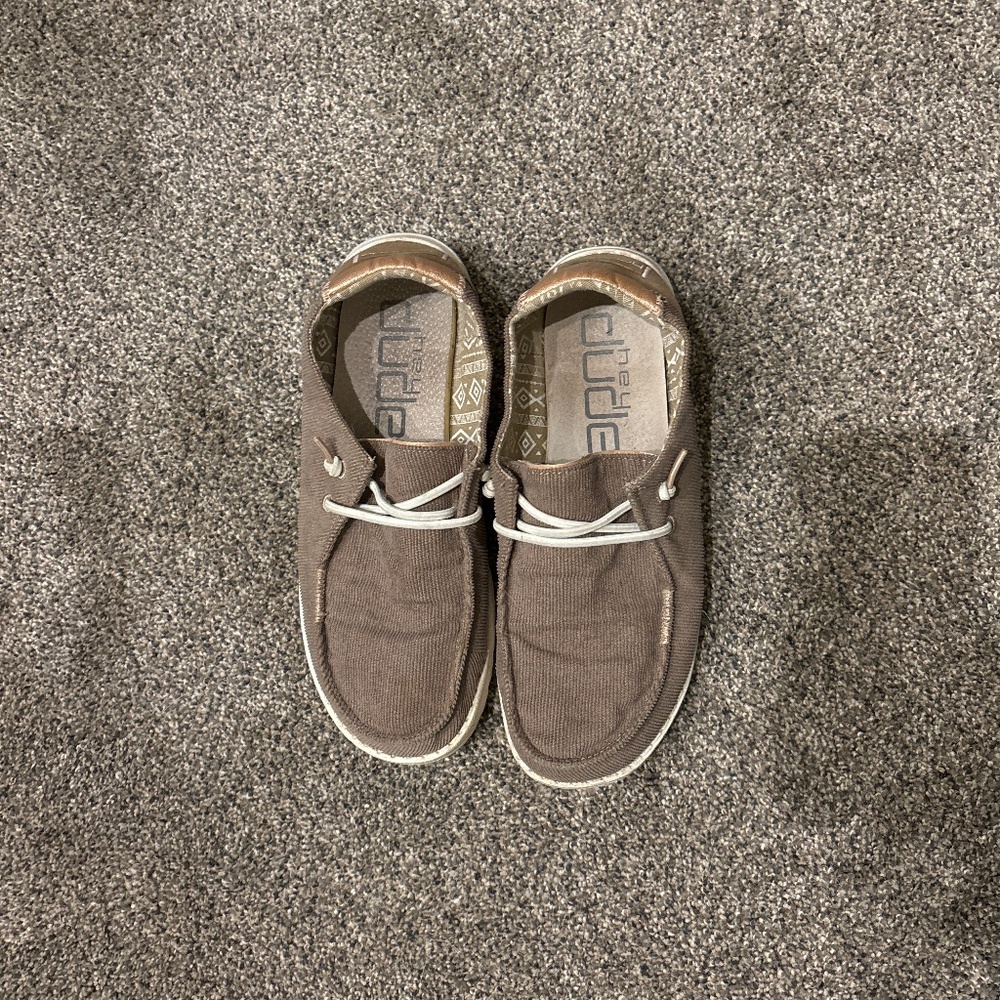 Women’s brown corduroy Hey Dudes